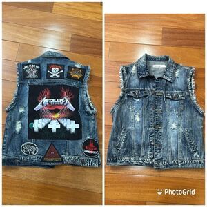 Pistola Metal Battle Vest Cannibal Jvdas Priest Bands Embroidered Patches Sz L